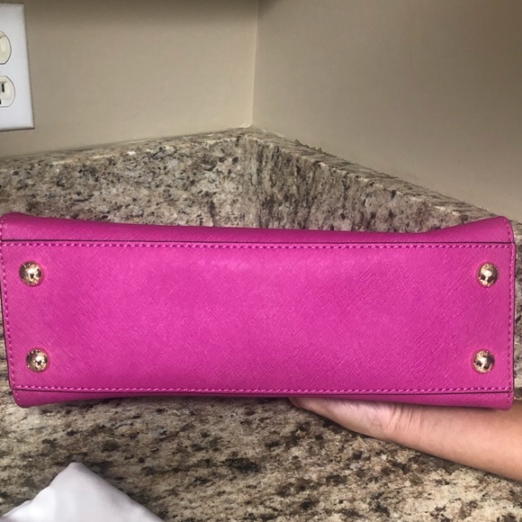 💗Authentic Michael Kors leather satchel fuchsia - Picture 7 of 8